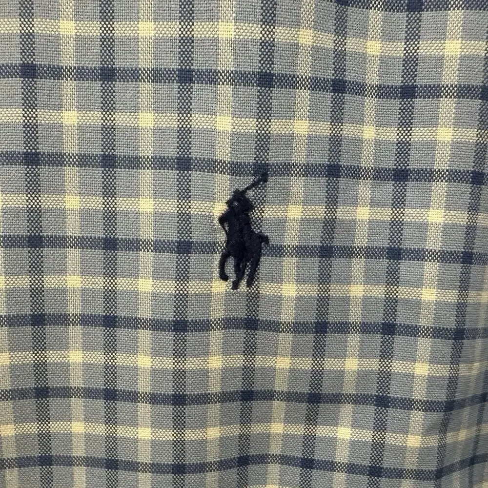 Polo Ralph Lauren Performance Shirt Mens 2XL‎ XXL Blue Plaid Classic Fit Button